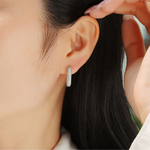Moissanite Round Cut Women's Hoop Earrings
