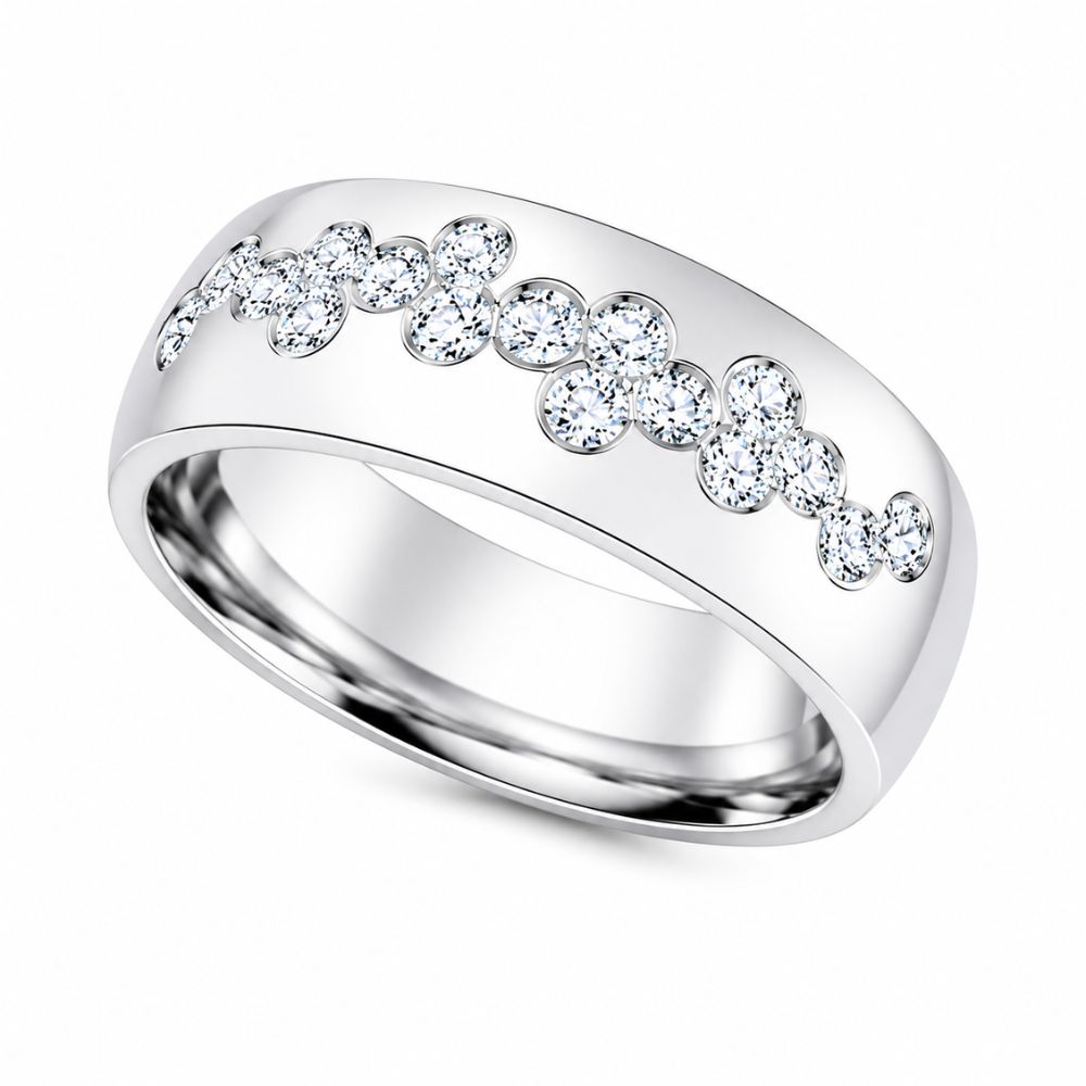Lab Grown Diamond Round Cut Bezel Set Wedding Band For Men