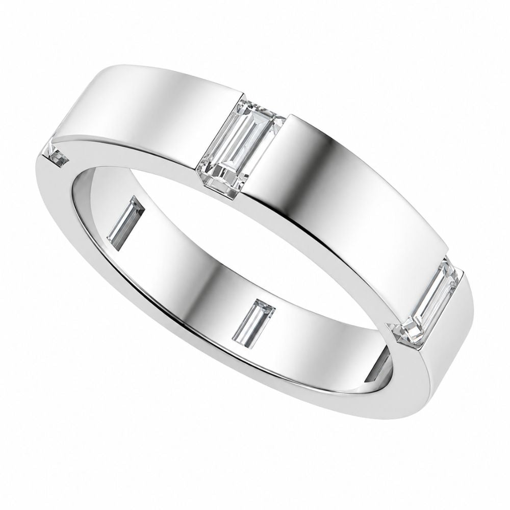 Baguette Cut Lab Grown Diamond Bar Set Wedding Band