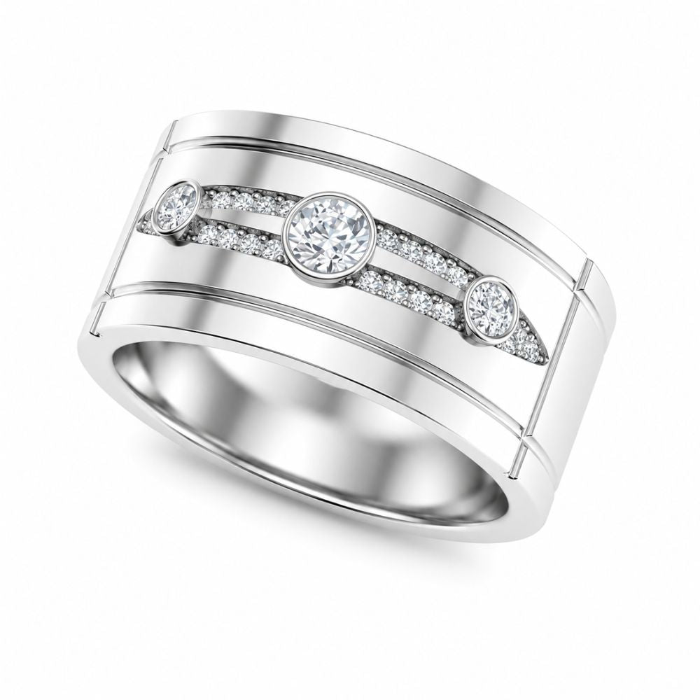 Lab Grown Diamond Round Cut Bezel Set Men's Wedding Band