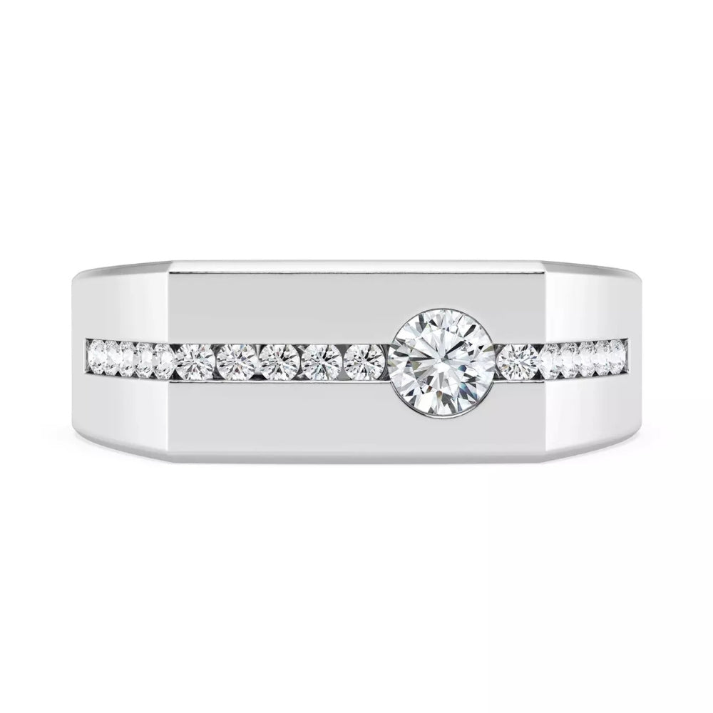 Round Cut Lab Grown Diamond Channel Set Engagement Ring For Him