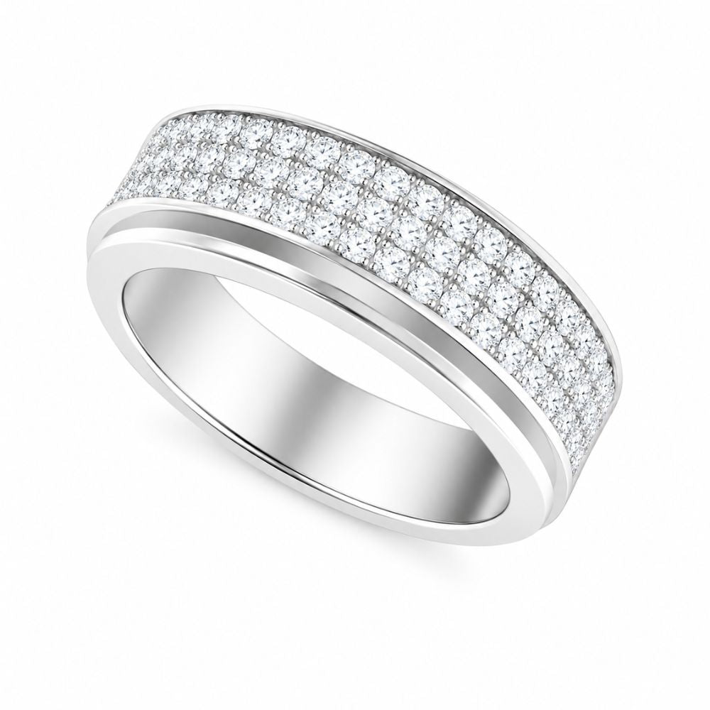 Lab Grown Diamond Round Cut Pave Set Band For Men