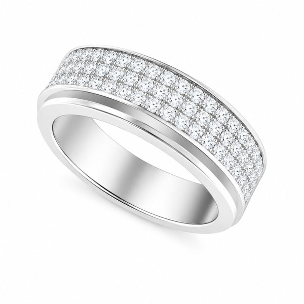 Lab Grown Diamond Round Cut Pave Set Band For Men