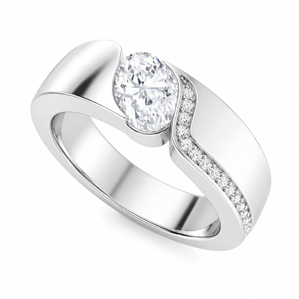 Oval Cut Lab Grown Diamond Classic Wedding Band For Men