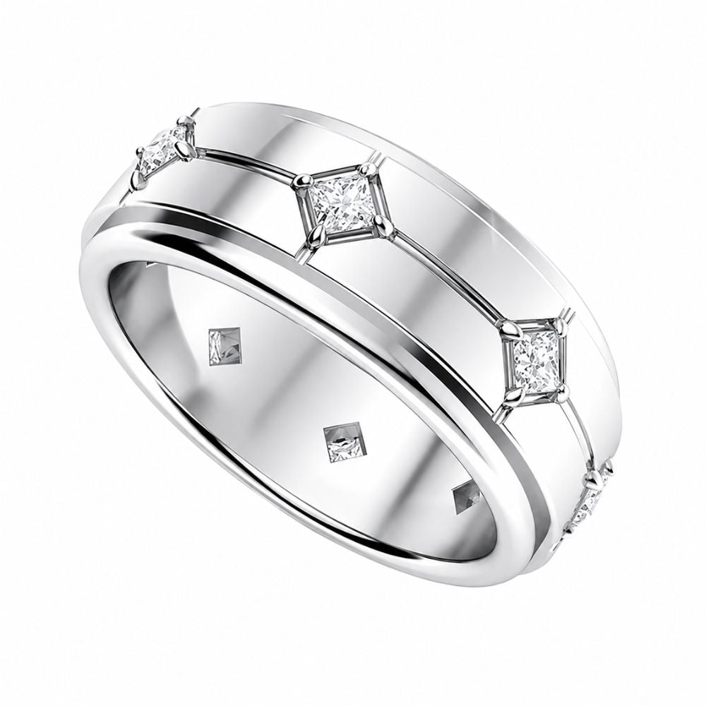 Princess Cut Lab Grown Diamond Classic Wedding Band For Men