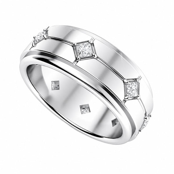 Princess Cut Lab Grown Diamond Classic Wedding Band For Men