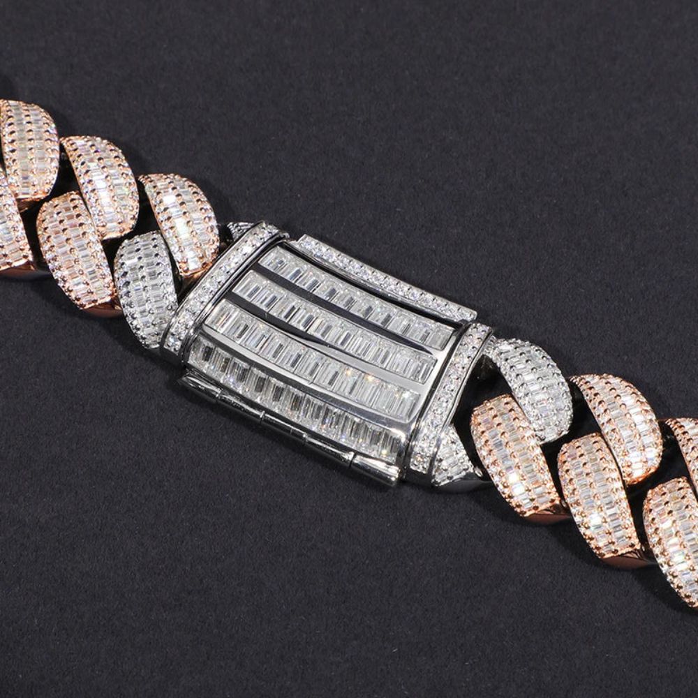 Men's Wear Baguette & Round Cut Lab Grown Diamond Miami Cuban Chain