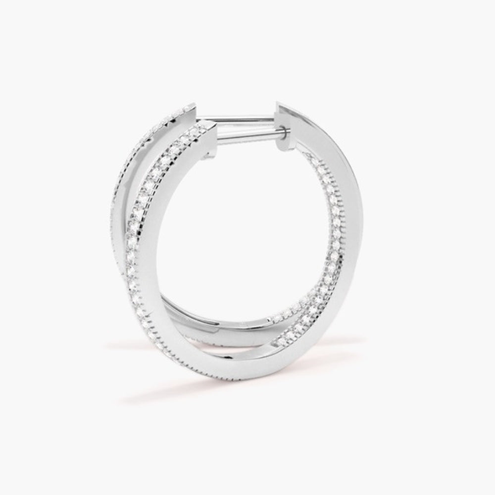 Round Cut Pave Set Moissanite Hoop Earrings For Women