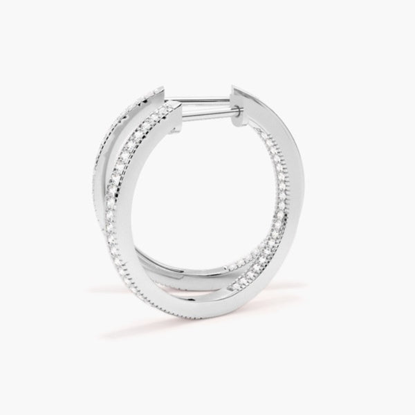 Round Cut Pave Set Moissanite Hoop Earrings For Women