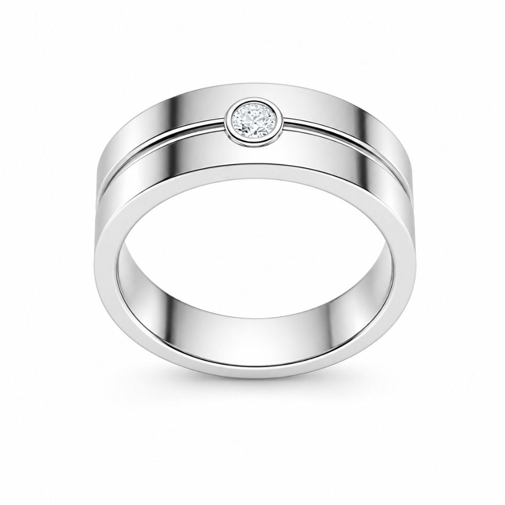 Lab Grown Diamond Round Cut Bezel Set Wedding Band
