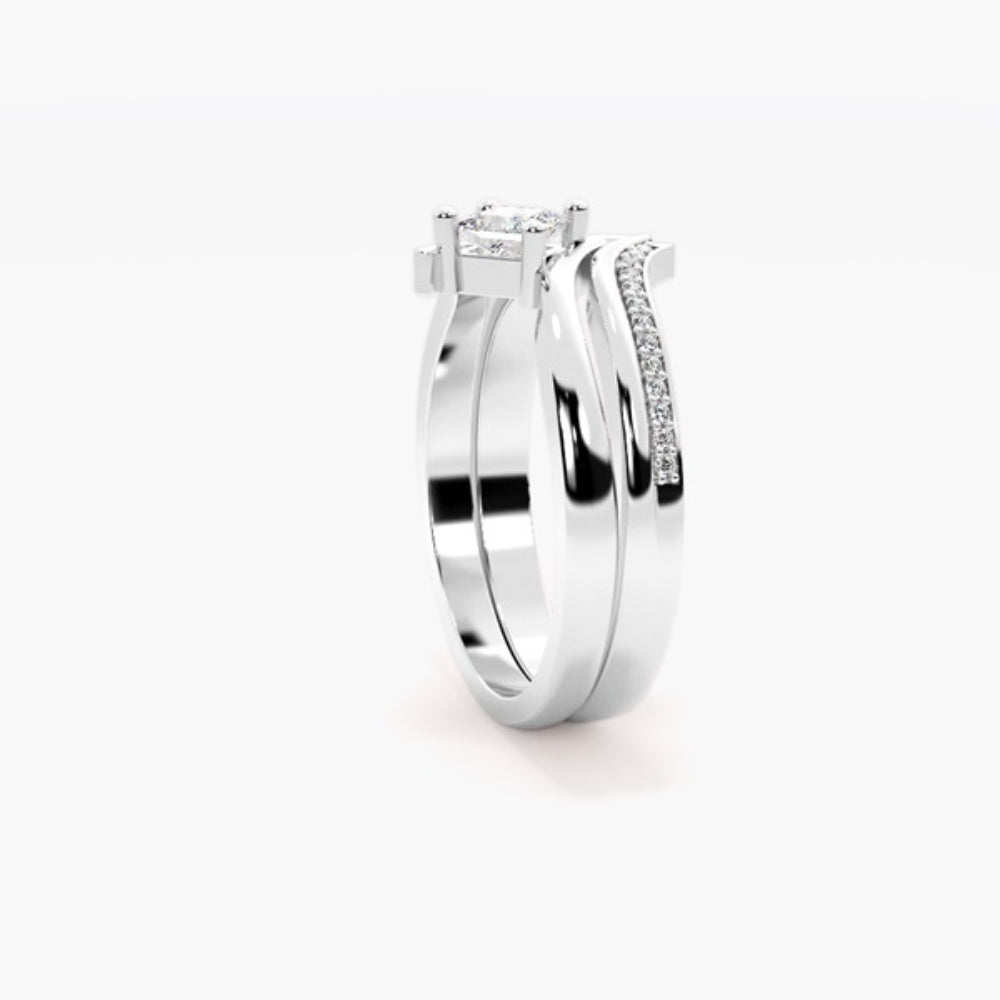 Princess Cut Moissanite Buypass Style Wedding Ring Set