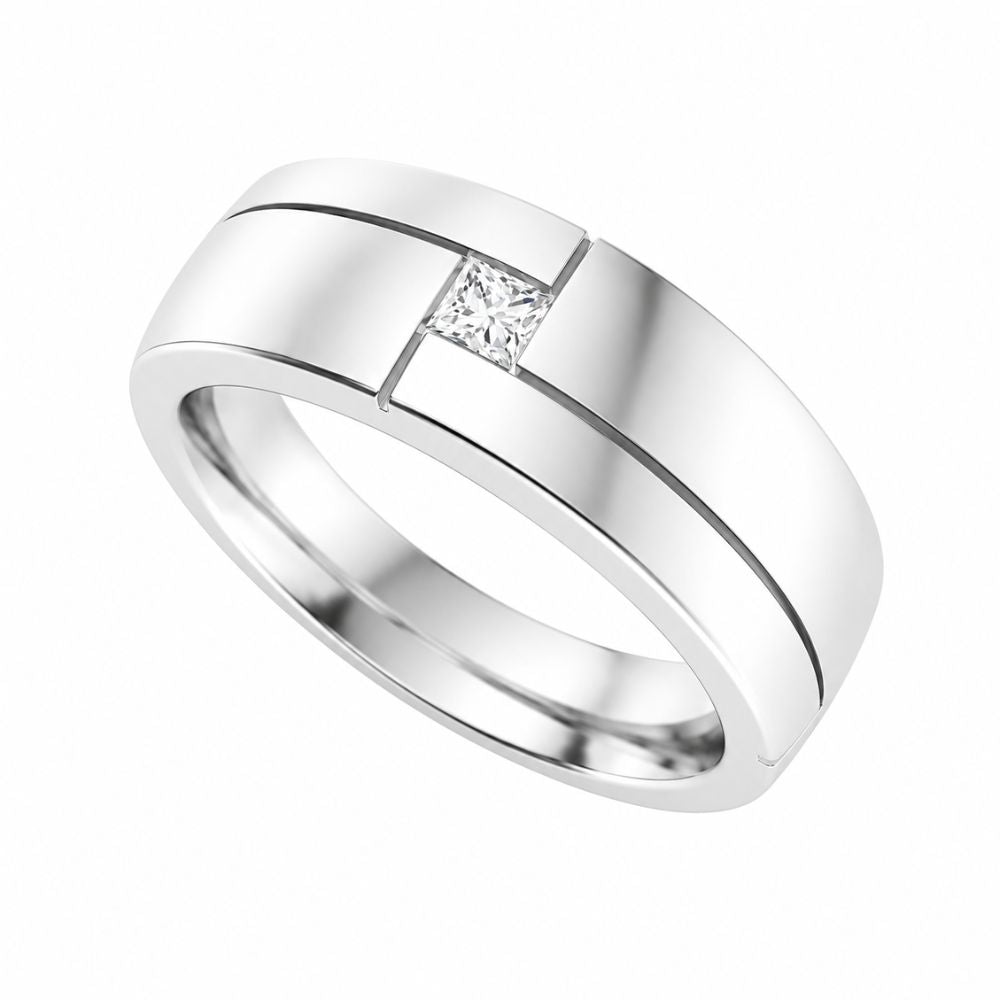 Lab Grown Diamond Princess Cut Flush Set Wedding Band