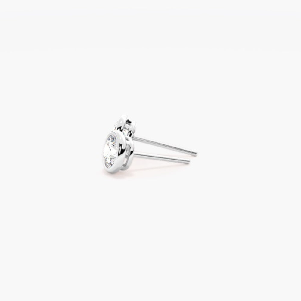 VVS1 Round Cut Bezel Set Moissanite Earring For Women