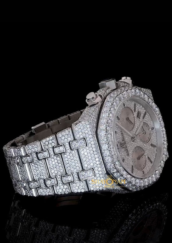 Iced Out Moissanite Diamond Royal Oak Luxury Watch For Men's