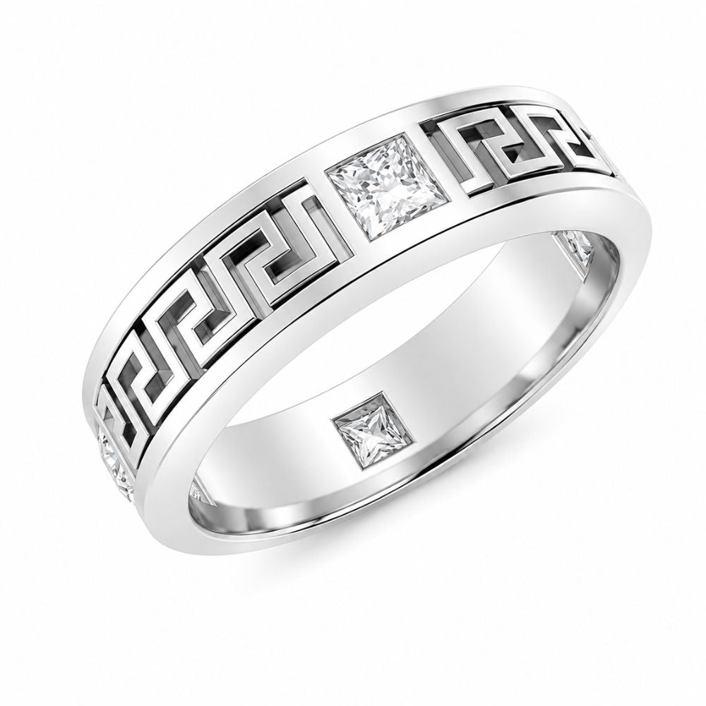 Lab Grown Diamond Princess Cut Bezel Set Men's Wedding Band
