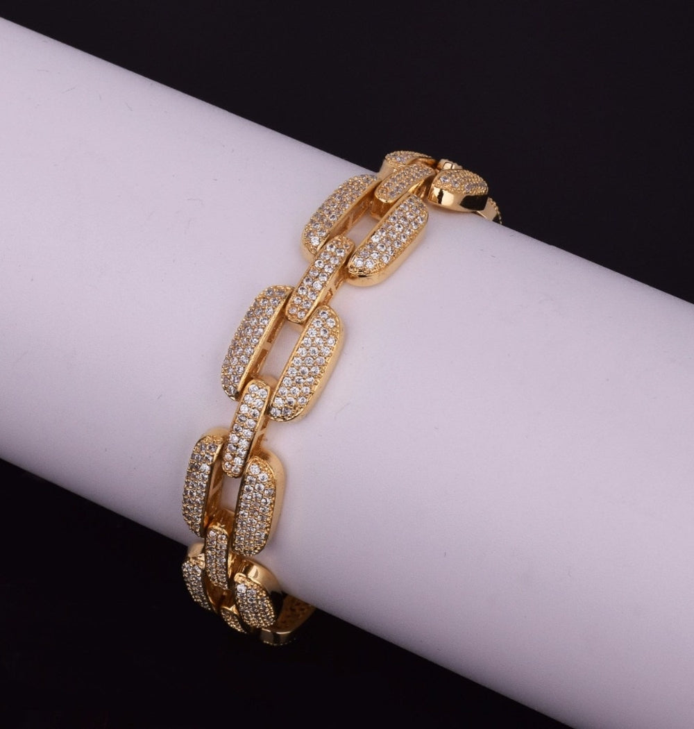 Men's Wear O link Pave Set Moissanite Cuban Hip Hop Bracelet