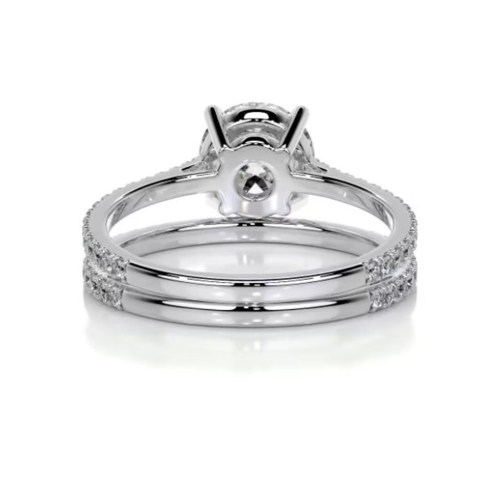 Moissanite Round Cut Pave Set Ring Set For Anniversary Gift