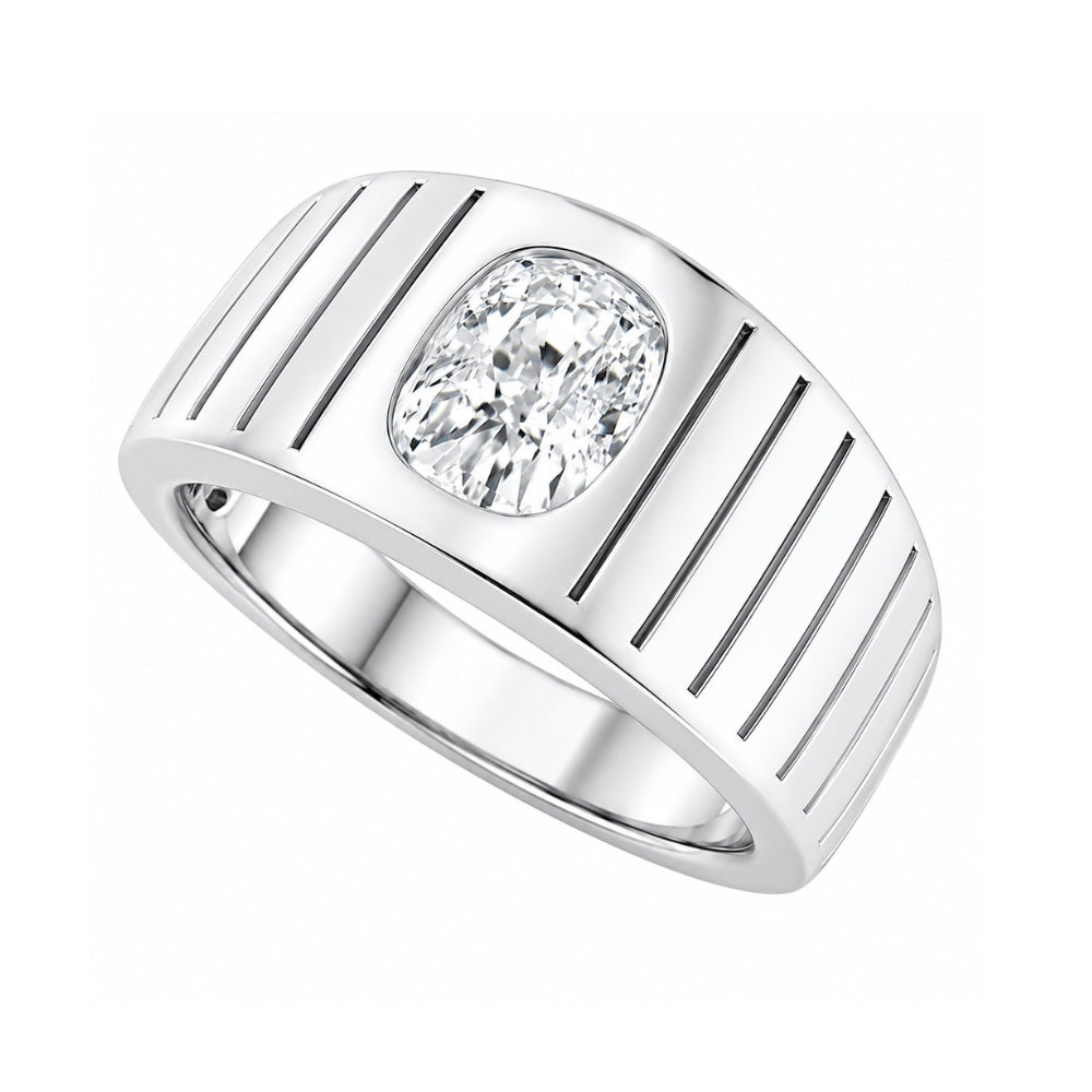 Elongated Cushion Cut Solitaire Flush Set Engagement Ring