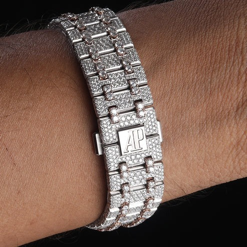 Dual Tone Iced Out Moissanite Diamond Luxury Men's Watch