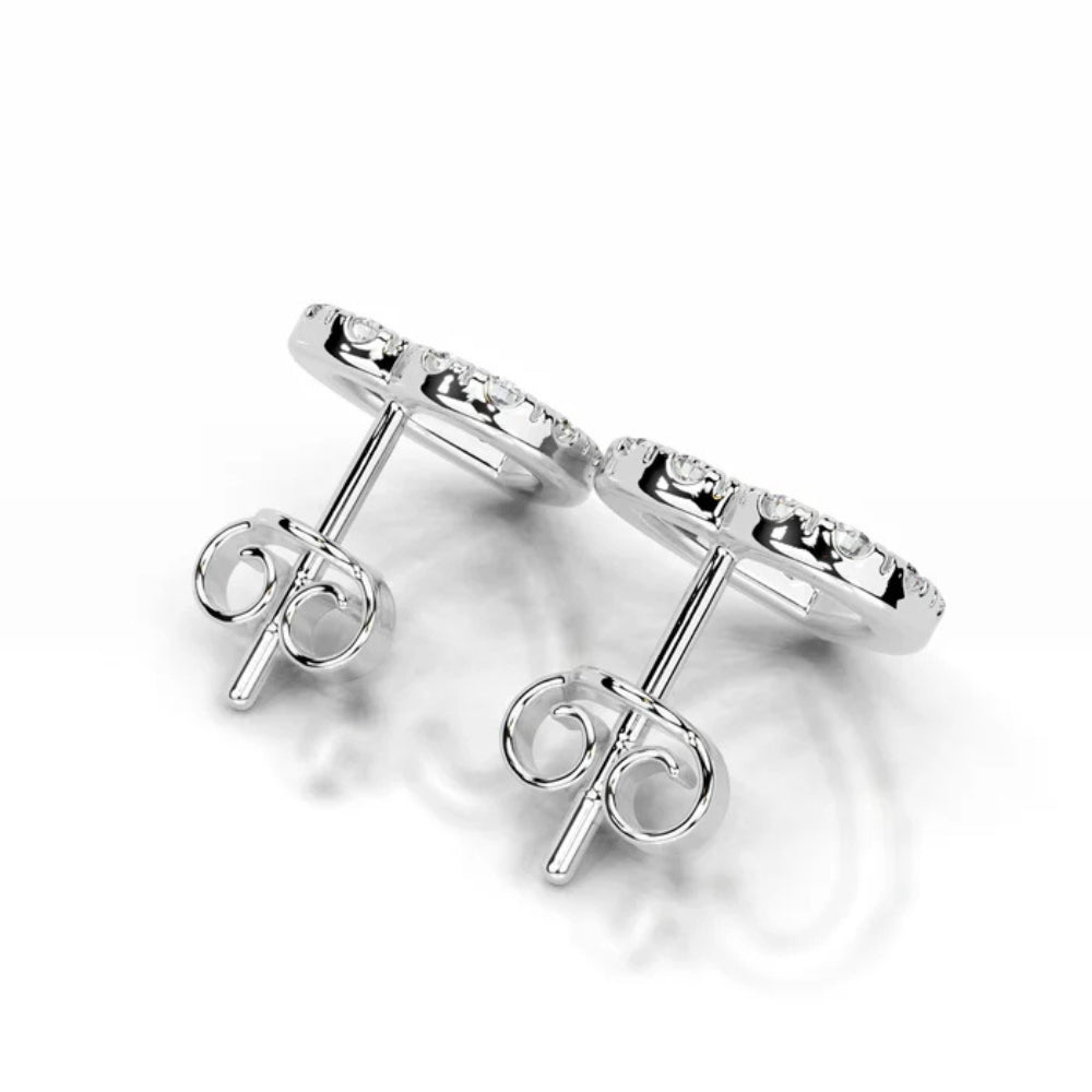 Round Cut Moissanite Pave Set Stud Earring For Earring