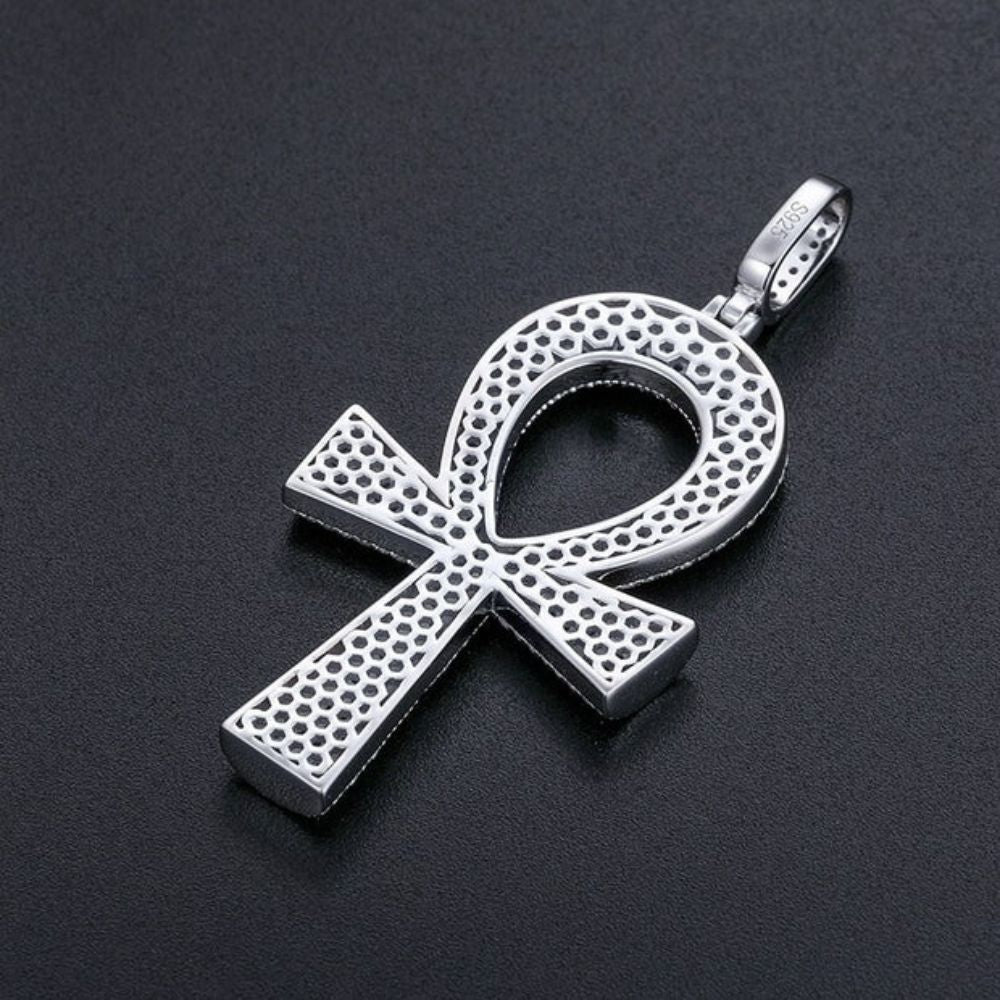 Lab Grown Diamond Round Cut Ankh Cross Hip Hop Pendant