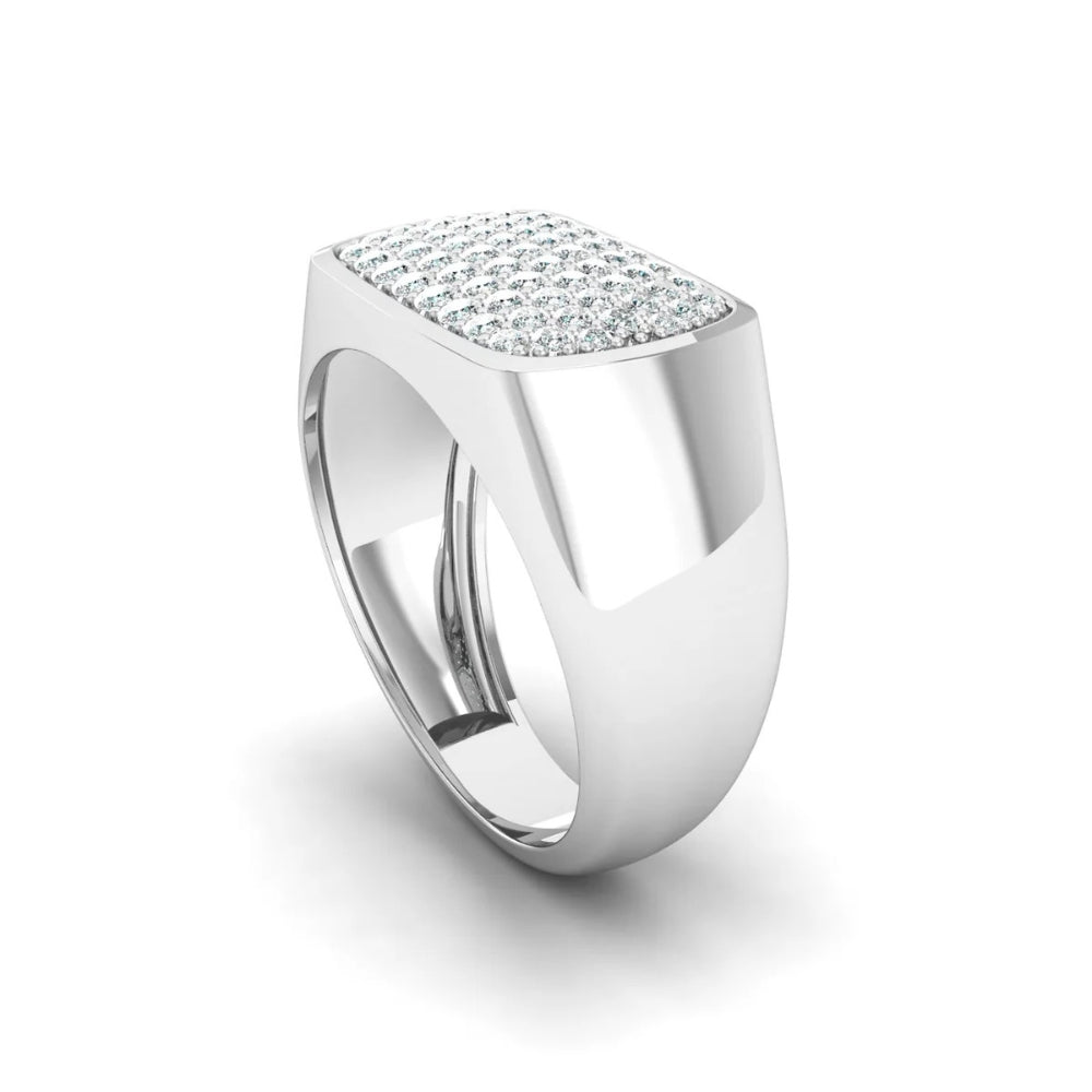 Round Cut Lab Grown Diamond Pave Set Men's Ring For Anniversary Gift