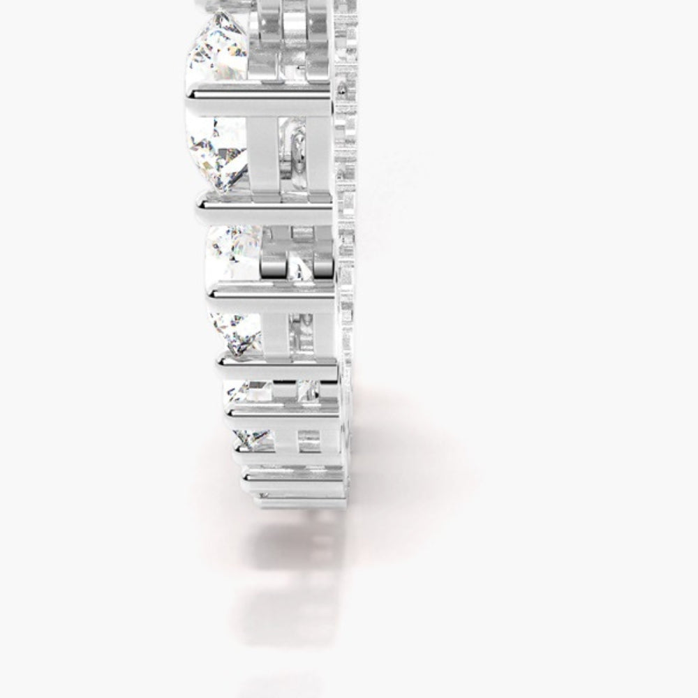 Round Cut Moissanite Four Stone Distance Pave Set Pendant