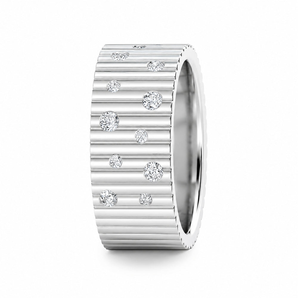 Lab Grown Diamond Round Cut Flush Set Wedding Band