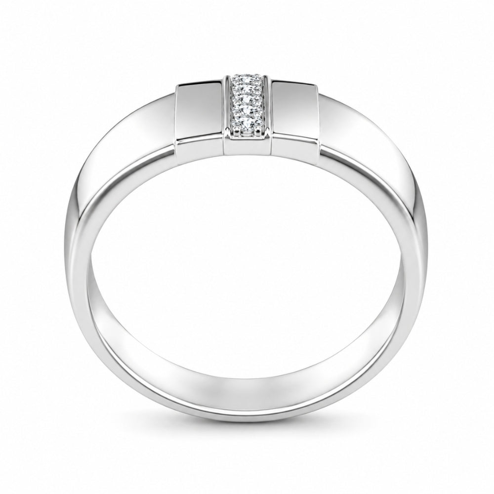 Round Cut Lab Grown Diamond Pave Set Wedding Band For Men