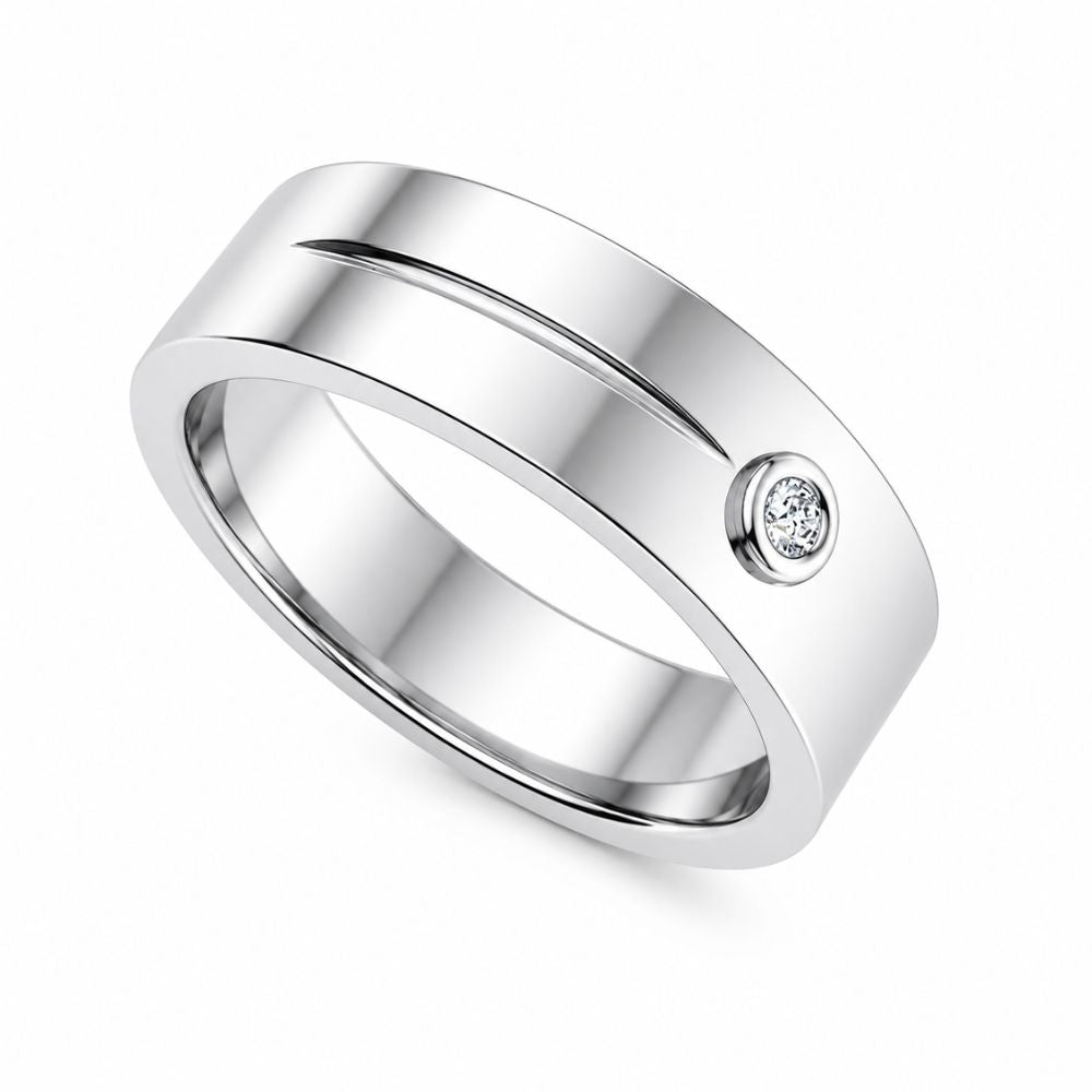 Round Cut Lab Grown Diamond Bezel Set Wedding Band