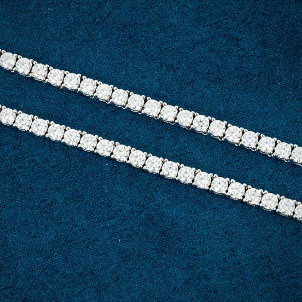 3.5MM Round Cut Moissanite Diamond Sterling Silver Customized Tennis Chain Necklace