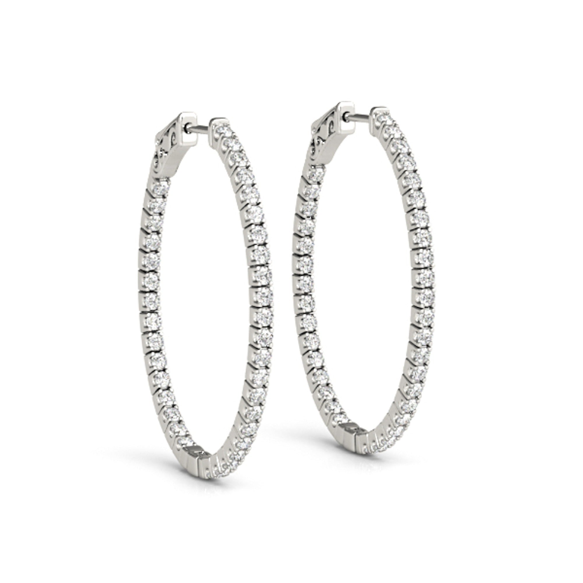 Round Cut Moissanite Inside-Out Hoop Earrings