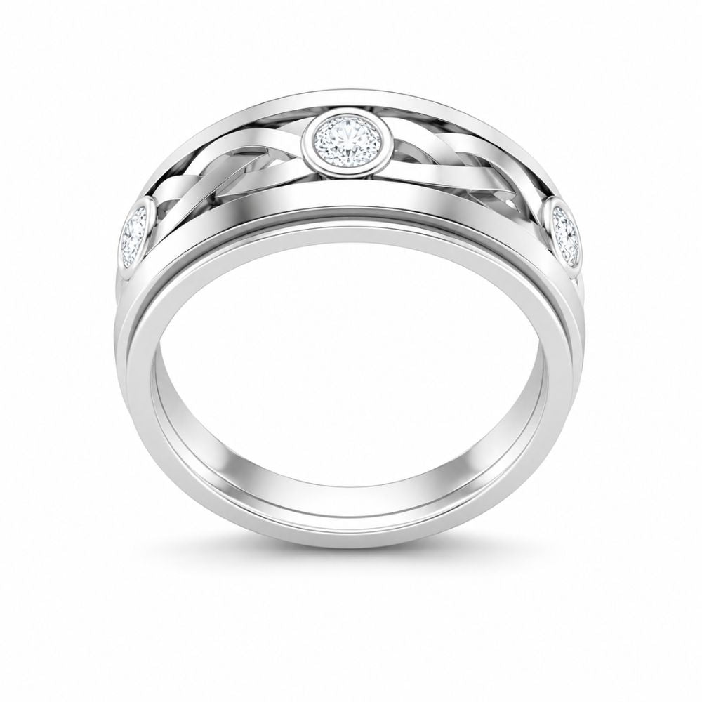Round Cut Lab Grown Diamond Bezel Set Wedding Band