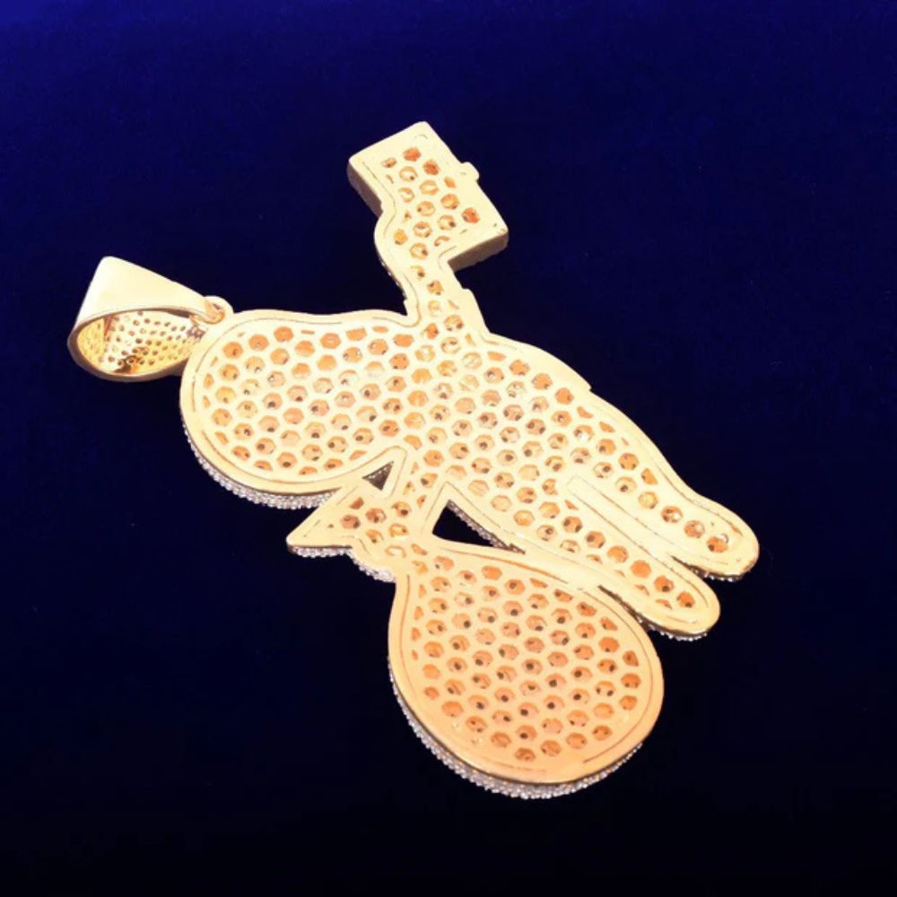 Round Cut Lab Grown Diamond Micro Pave Hip Hop Pendant