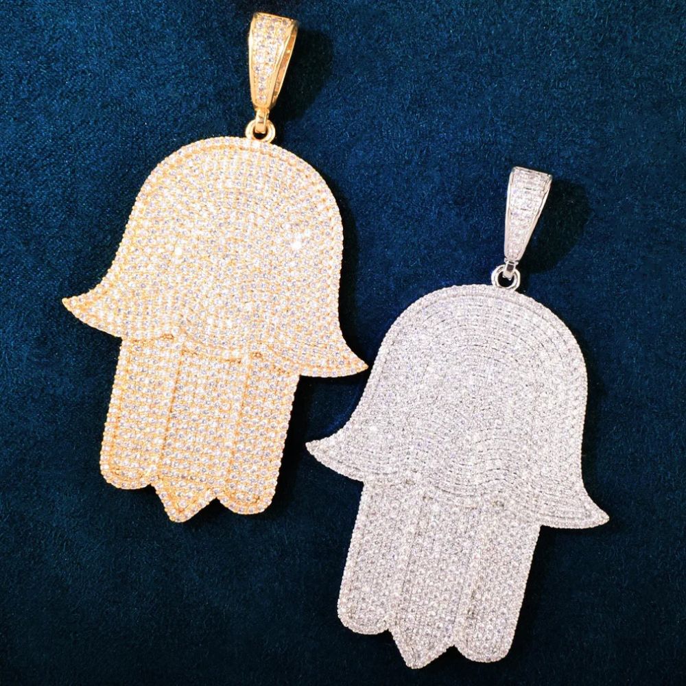 Iced Out Moissanite Hamsa Hand Hip Hop Pendant