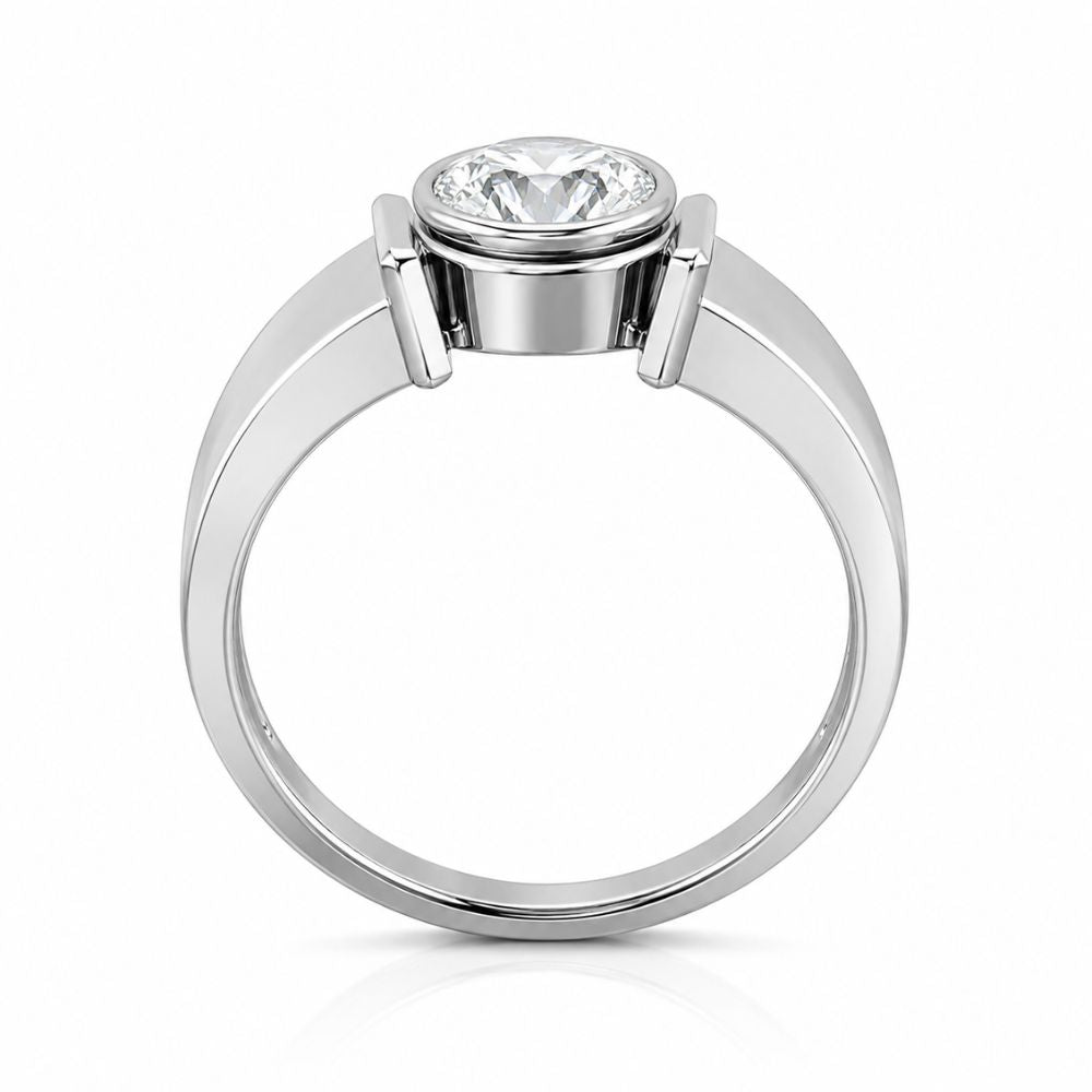 Lab Grown Diamond Oval Cut Bezel Set Solitaire Engagement Ring