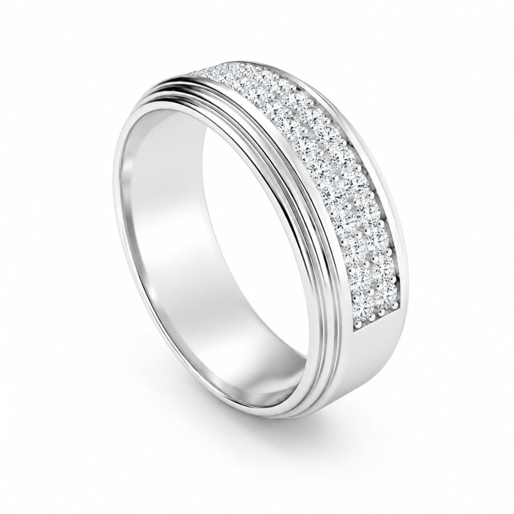 Round Cut Pave Set Lab Grown Diamond Band For Anniversary Gift
