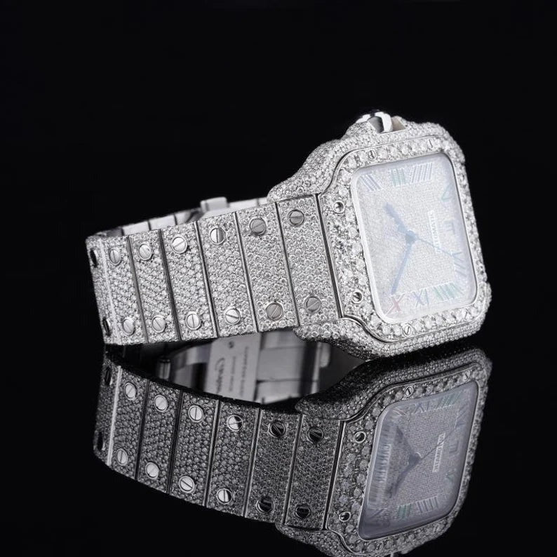 Iced Out Moissanite Cartier Men's Watch for Him