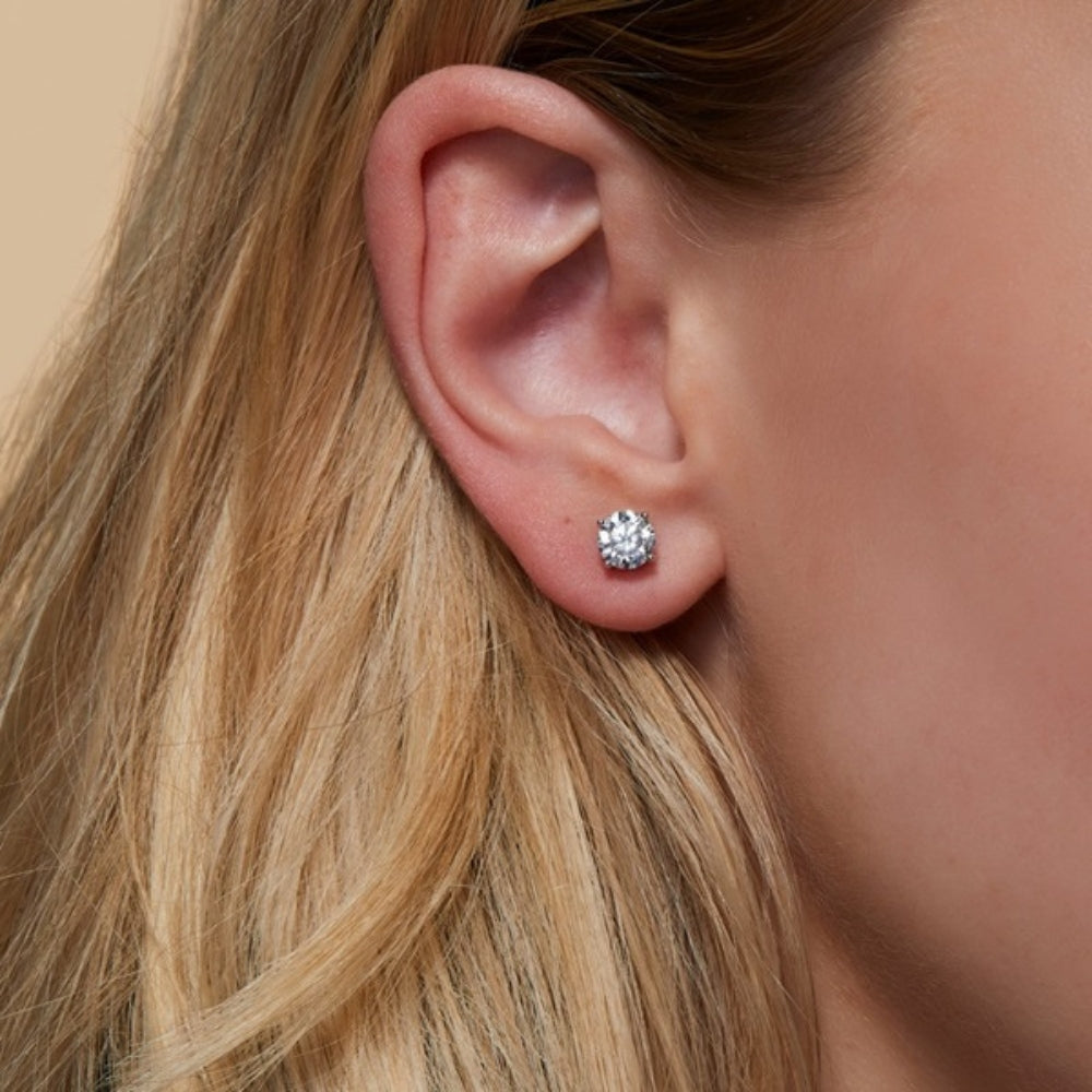 Moissanite Round Cut Solitaire Stud Earring For Women