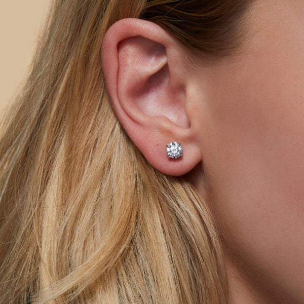 Moissanite Round Cut Solitaire Stud Earring For Women