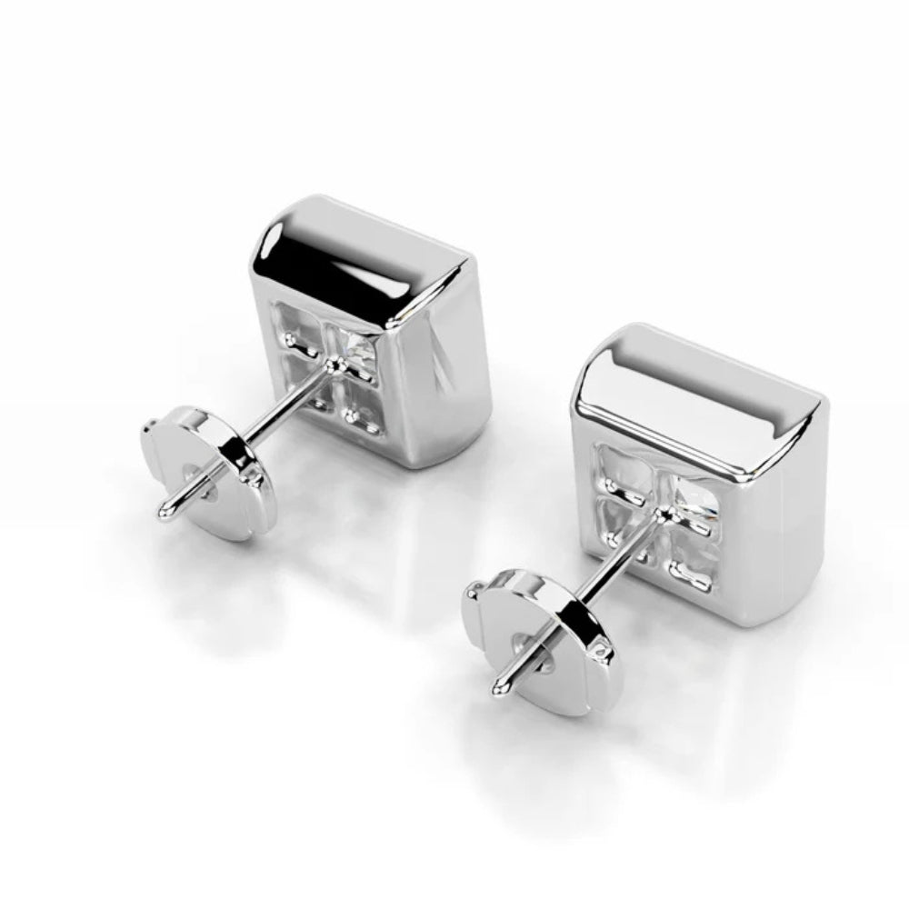 Princess Cut Moissanite Bezel Set Solitaire Earring