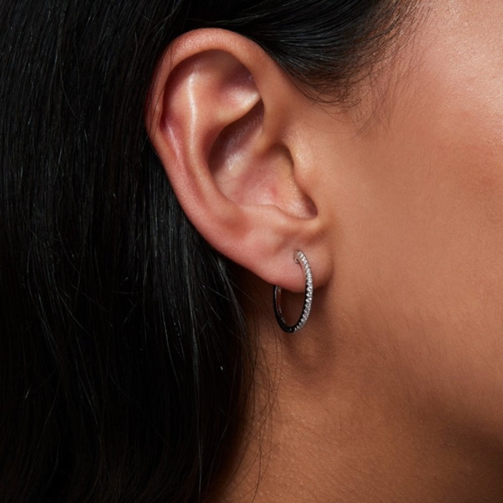 Colorless Moissanite Round Cut Hoop Earrings