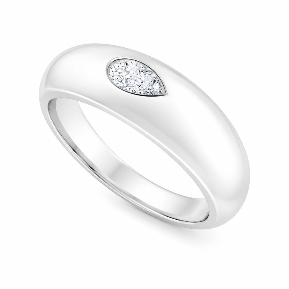 Pear Cut Solitaire Lab Grown Diamond Flush Set Engagement Ring For Men