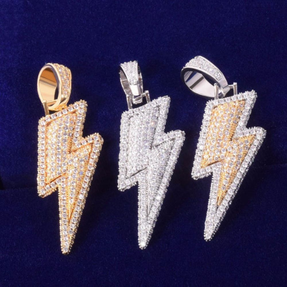 Men's Wear Round Cut Lab Grown Diamond Lightning Strike Pendant