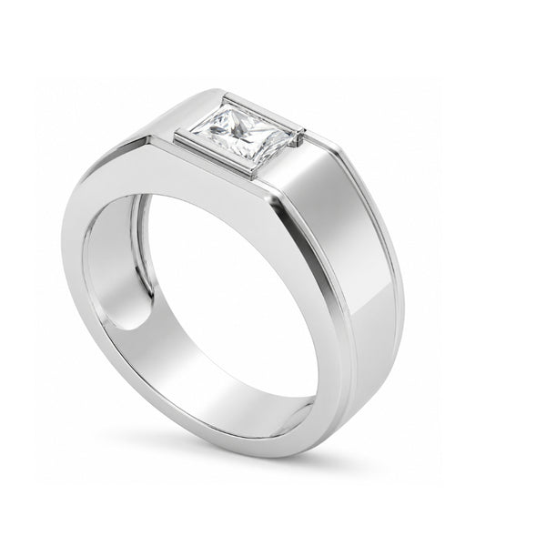 Princess Cut Lab Grown Diamond Bar Set  Engagement Ring For Men