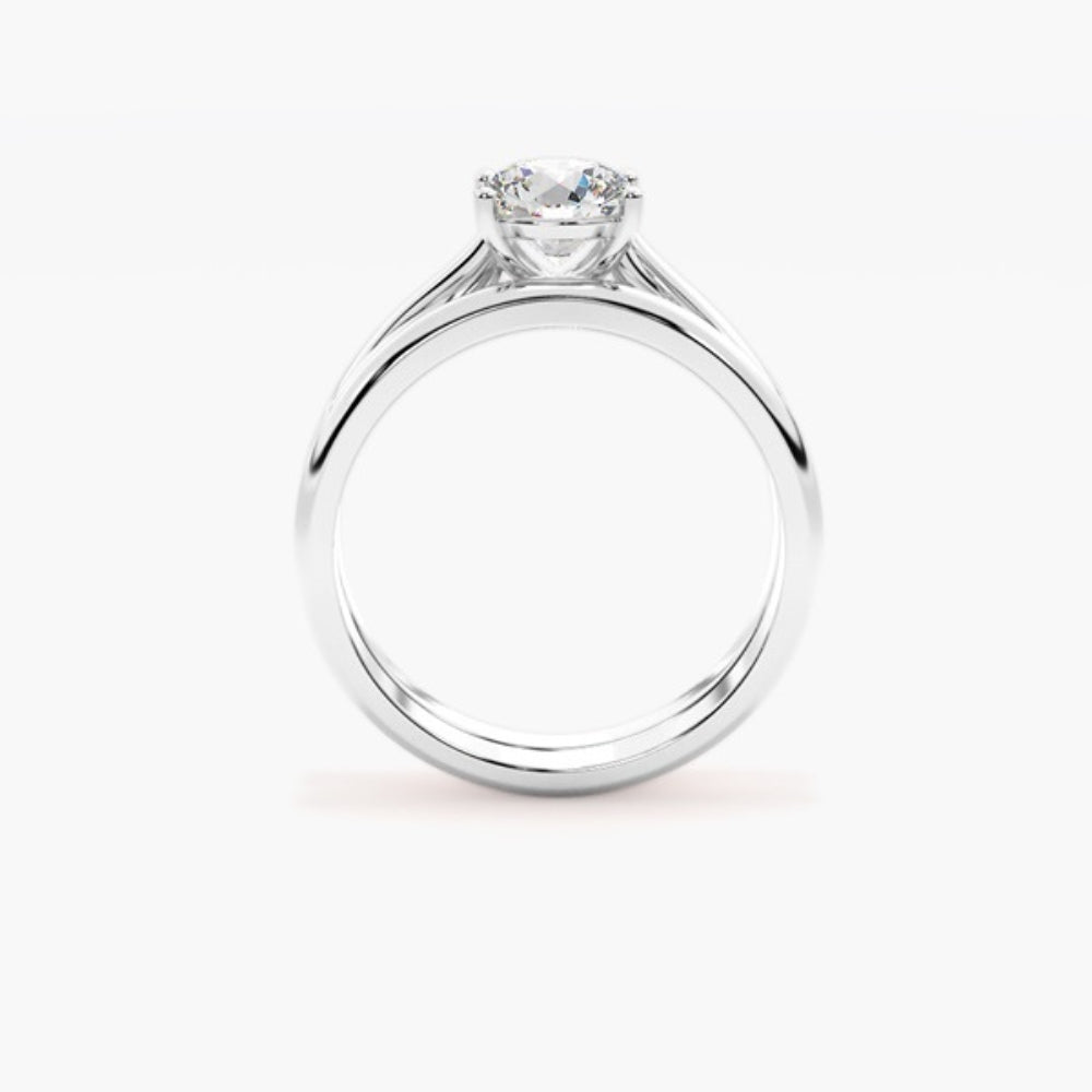 Moissanite Round Cut Solitaire Ring Set For Anniversary Gift