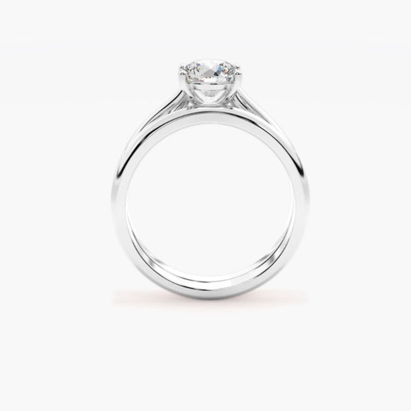 Moissanite Round Cut Solitaire Ring Set For Anniversary Gift