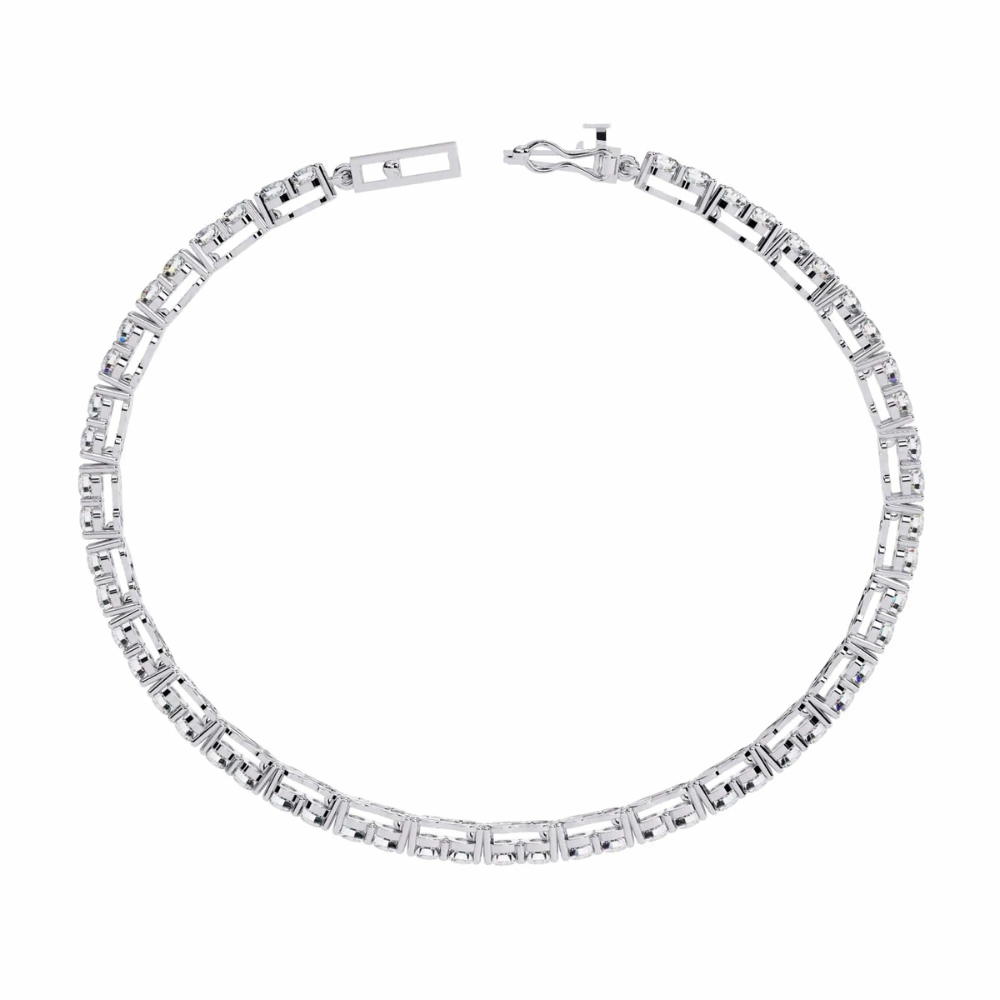 Colorless Moissanite Round Cut Tennis Bracelet For Women