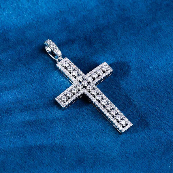 Moissanite Round Cut Hip Hop Style Cross Pendant