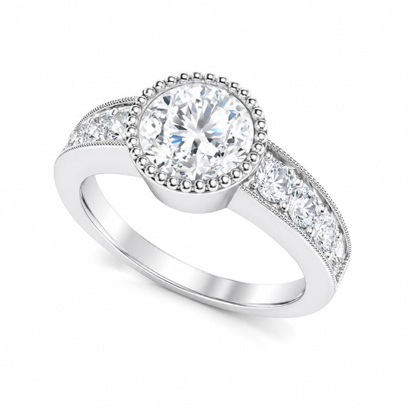 Round Cut Lab Grown Diamond Pave Set Men's Ring For Anniversary Gift